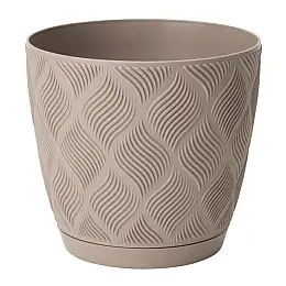 Горшок для цветов Flow-15 1,75 л бежевый с подставкой Form-Plastic