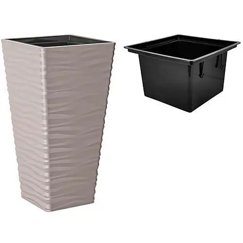 Горшок для цветов Sahara slim kwadro-40 бежевый Form-Plastic