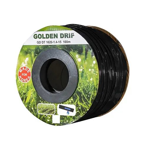 Капельная лента эмиттерная для полива парников GOLDEN DRIP 100 м Черный