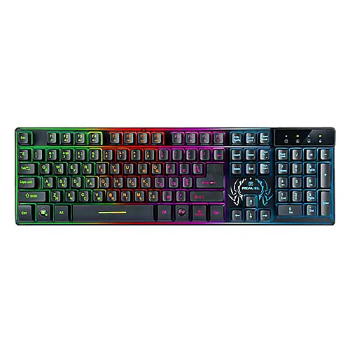 Клавіатура REAL-EL Comfort 7090 з підсвічуванням чорна USB (EL123100031)