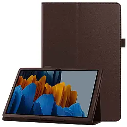 Чехол-книжка Litchi Leather Case для Samsung Galaxy Tab S7 11.0 T870 / T875 (Wake / Sleep) Brown