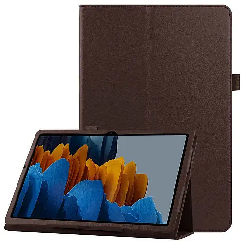 Чехол-книжка Litchi Leather Case для Samsung Galaxy Tab S7 11.0 T870 / T875 (Wake / Sleep) Brown