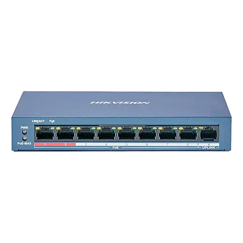 Неуправляемый PoE коммутатор Hikvision DS-3E0109P-E(C) с 8 портами PoE