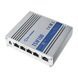 Комутатор Teltonika TSW100 (TSW100000000) (промисловий, некерований, 4xGE PoE, 1xGE, IP30, алюмінієвий корпус, 4-контактний DC, макс. PoE 120W)