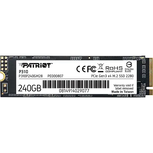 Накопичувач SSD 240GB Patriot P310 M.2 2280 PCIe NVMe 3.0 x4 TLC (P310P240GM28)