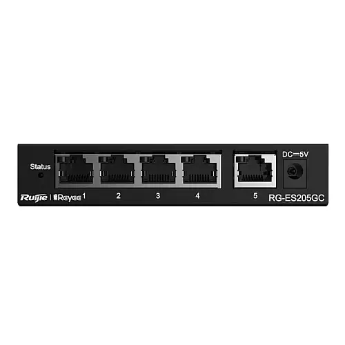 Комутатор Ruijie Reyee RG-ES205GC (4xGE, 1xGE Uplink, CCTV, Хмарне управління, L2, настільний, безшумний, метал)