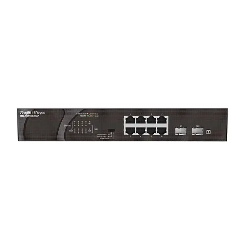Комутатор Ruijie Reyee RG-ES110GDS-P (8xGE PoE, 2xSFP uplink, настільний, безшумний, max PoE 120W)