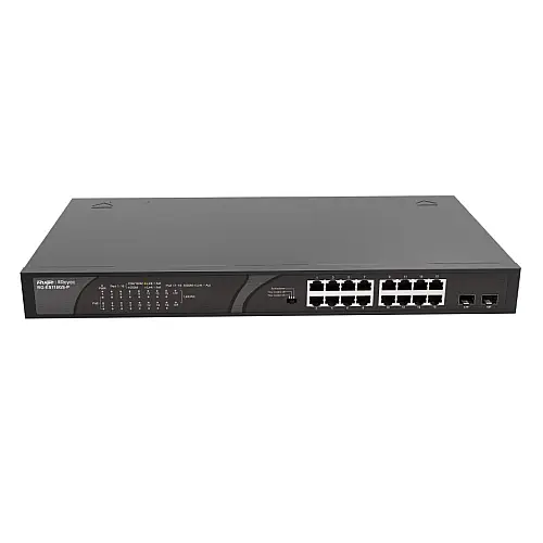 Комутатор Ruijie Reyee RG-ES118GS-P (16xGE PoE, 2xSFP uplink, настільний, безшумний, max PoE 247W)