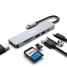 USB-хаб XON SmartHub 6 в 1 HDMI SD/TF Type-C 2xUSB3.0 Серый (UHCHP063300G 5153)