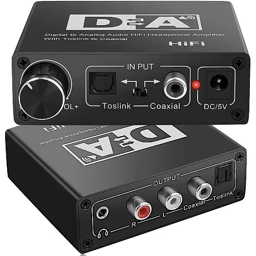 Конвертер звукового сигнала Addap DAC-02 з Toslink SPDIF та коаксіального на RCA + mini Jack + SPDIF + коаксіал