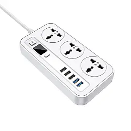 Сетевий фільтр-удлинитель Aspor A503 Auto Max (5USB/3.4A/2м) - білий