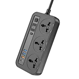 Сетевий фільтр-удлинитель Aspor A505 PD (3USB/USB-C/3A/20W/2м) - чорний