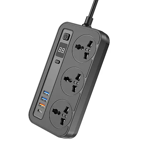 Сетевий фільтр-удлинитель Aspor A505 PD (3USB/USB-C/3A/20W/2м) - чорний