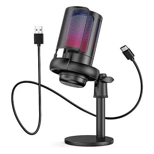 Микрофон настольный Gaming Microfone 8765 с фильтром и подсветкой RGB Black CNV