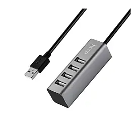 USB хаб на 4 USB порти Hoco HB1 сірий