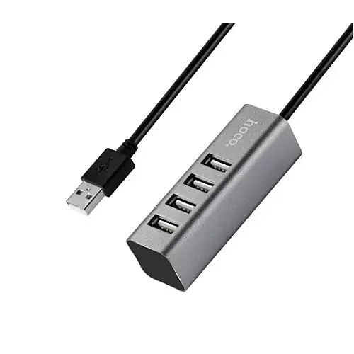 USB хаб на 4 USB порти Hoco HB1 сірий