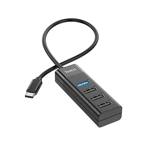 USB hub Hoco HB25 на 4 USB порта Type-C to USB черный до 1Tb