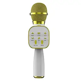 Портативный микрофон колонка караоке GDS DS813 с функцией смены голоса Золотой (824)