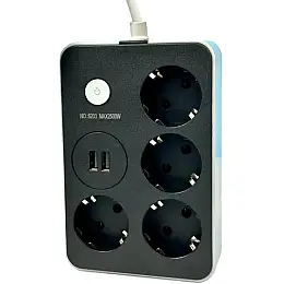 Удлинювач з USB Power Socket CNV 8203 2USB на 4 розетки 2 м Black