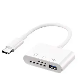 Адаптер Type-C кардрідер USB TF CF SD Charge Білий