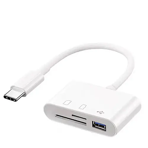 Адаптер Type-C кардрідер USB TF CF SD Charge Білий