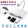 Адаптер Type-C кардрідер USB TF CF SD Charge Білий