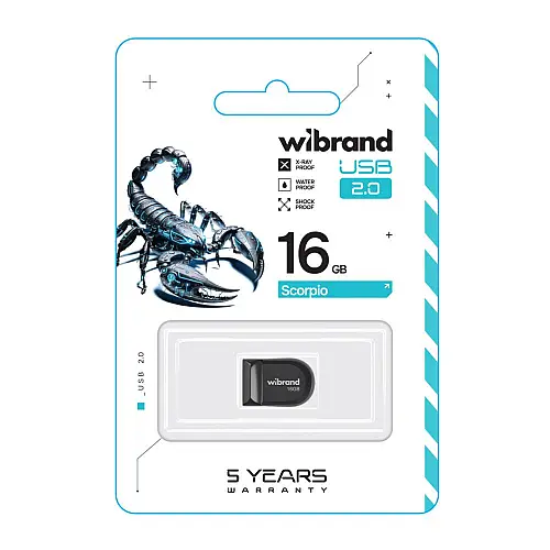 Флеш пам'ять USB Wibrand 16 GB Scorpio USB 2.0 Чорна (36695_3608912)
