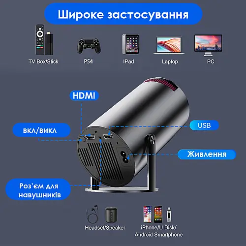 Проектор Topleo HY300Pro Dark Gray 13085-82403