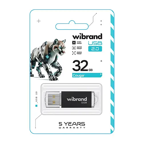 Флеш пам'ять USB Wibrand 32 GB Cougar USB 2.0 Чорна (36710_3608930)