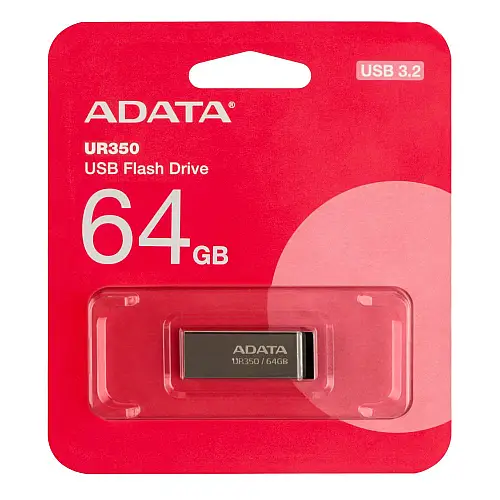 Флеш пам'ять USB A-Data UR350 64 GB USB 3.2 Сріблясто-чорна (35973_3605912)