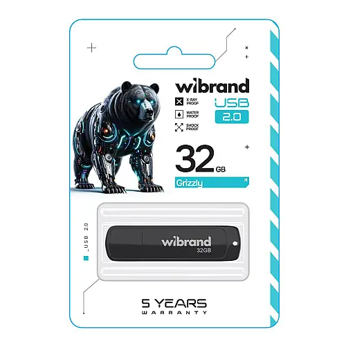Флеш пам'ять USB Wibrand 32 GB Grizzly USB 2.0 Чорна (36905_3609494)