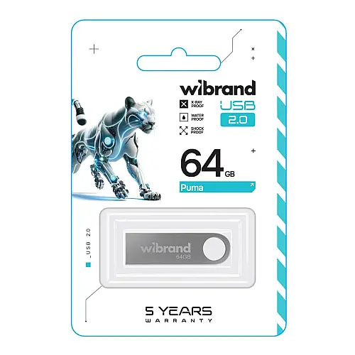 Флеш пам'ять USB Wibrand 64 GB Puma USB 2.0 Silver (36915_3609517)