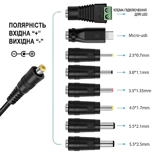 Універсальний блок живлення з комплектом перехідників Addap PA-01u 3V-12V 30W Чорний 1167