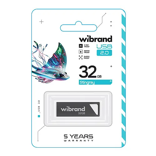 Флеш пам'ять USB Wibrand 32 GB Stingray USB 2.0 Сірий (36907_3609502)