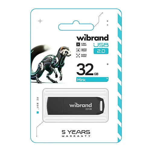 Флеш пам'ять USB Wibrand 32 GB Mink USB 2.0 Чорна (36909_3609511)