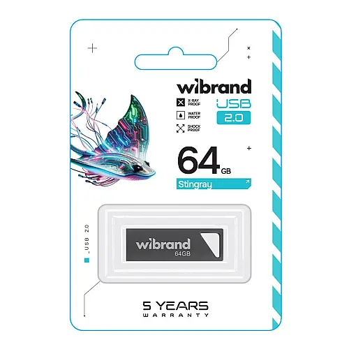 Флеш пам'ять USB Wibrand 64 GB Stingray USB 2.0 Сірий (36913_3609515)