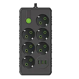 Удлинитель No Brand F17 USB 4 м 6 розеток чорний