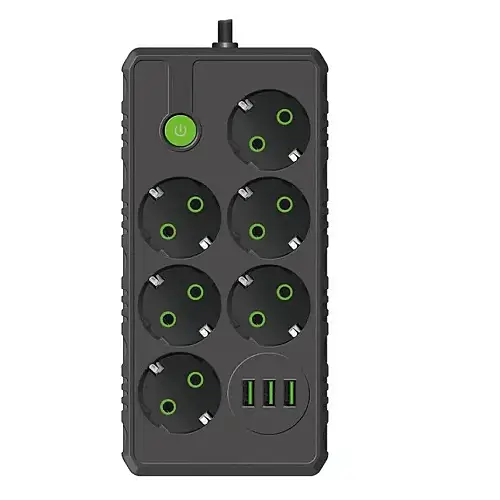 Удлинитель No Brand F17 USB 4 м 6 розеток чорний