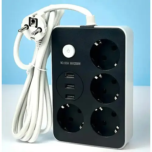 Удлинитель No Brand USB Power Socket 8204 3USB 2 м Чорний 021264