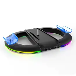 Вертикальна підставка для PS5 Slim iPega з тримачем для навушників DualSense на 2 геймпада Чорний ( hub_i0gmq3 )