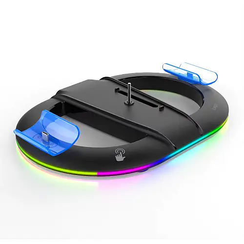 Вертикальна підставка для PS5 Slim iPega з тримачем для навушників DualSense на 2 геймпада Чорний ( hub_i0gmq3 )