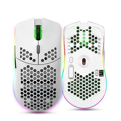 Мышь беспроводная HYSJ Т66 с аккумулятором и подсветкой 2,4G White