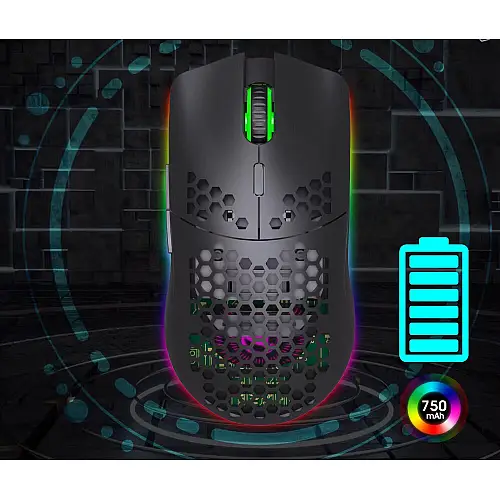 Мышь беспроводная HYSJ Т66 с аккумулятором и подсветкой 2,4G Black