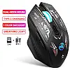 Мышь беспроводная HYSJ Т38 с аккумулятором и подсветкой 2,4G Bluetooth Black