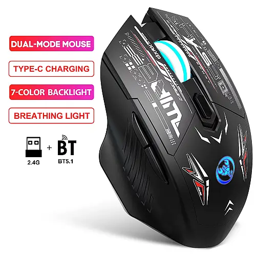 Мышь беспроводная HYSJ Т38 с аккумулятором и подсветкой 2,4G Bluetooth Black