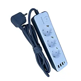 Сетевий подовжувач Borofone BAC9 16650 на 3 розетки 3 USB-А і 1 USB-C порт 2 м Білий (23757)