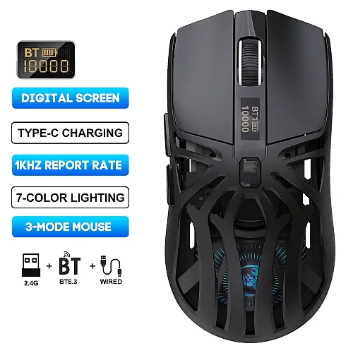 Мышь беспроводная HXSJ T400 с аккумулятором и подсветкой 2.4G Bluetooth Wired Черный