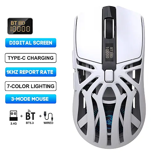 Мышь беспроводная HXSJ T400 с аккумулятором и подсветкой 2.4G Bluetooth Wired Белый
