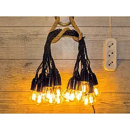Уличная Ретро Гирлянда Филаментная RETRO LAMPA Винтаж 10 м 21 лампа 4W (Лампа Экономка) влагозащита IP44 от 220V Желтый Теплый Цвет (100543441)