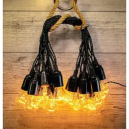 Уличная Ретро Гирлянда Для Улицы и Помещения RETRO LAMPA Винтаж 20 метров 41 лампа 25W (Лампа Накаливание ) влагозащита IP44 от 220V Желтый Теплый Цвет (2005254441)